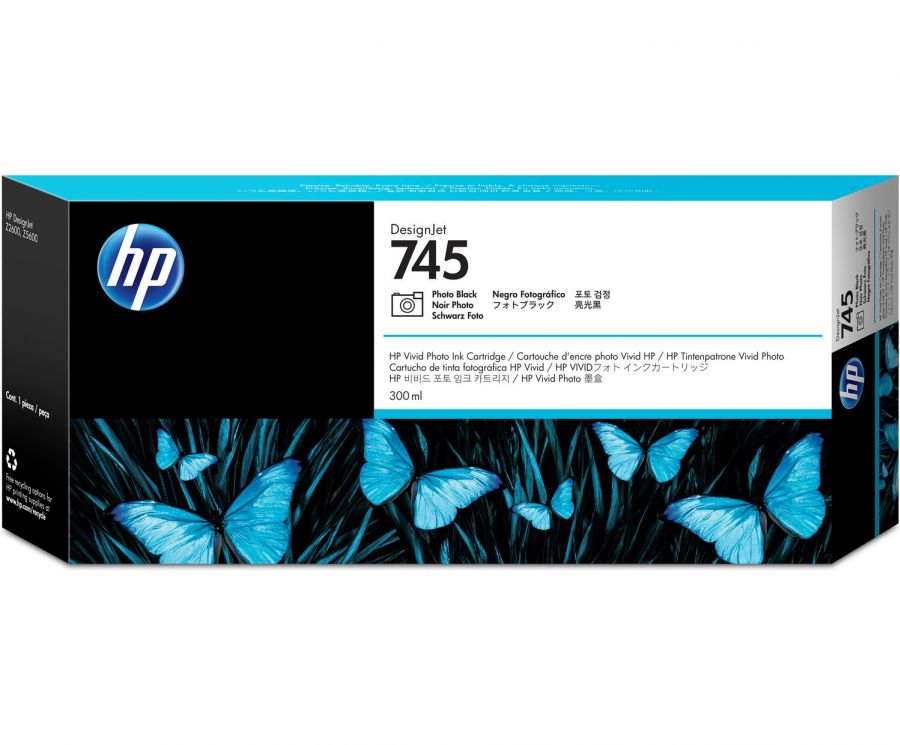HP 745 300-ml DesignJet Photo Black Ink Cartridge - F9K04A