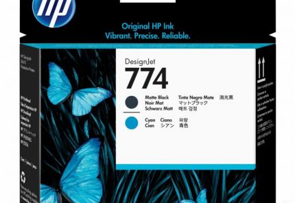 HP 774 Matte Black/Cyan DesignJet Printhead - P2W01A